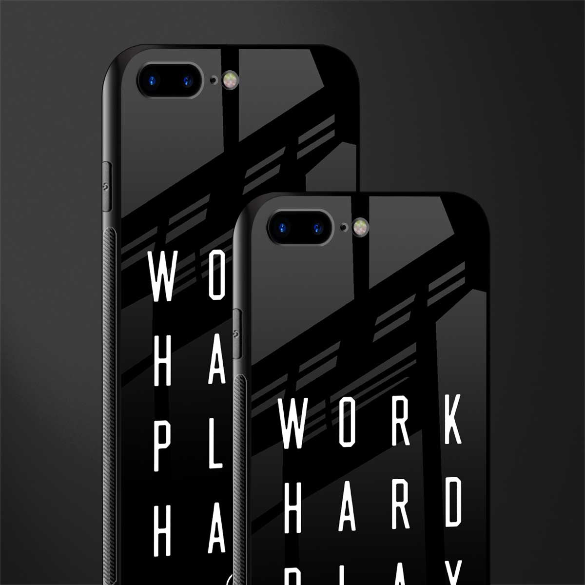 work hard play hard glass case for iphone 8 plus image-2
