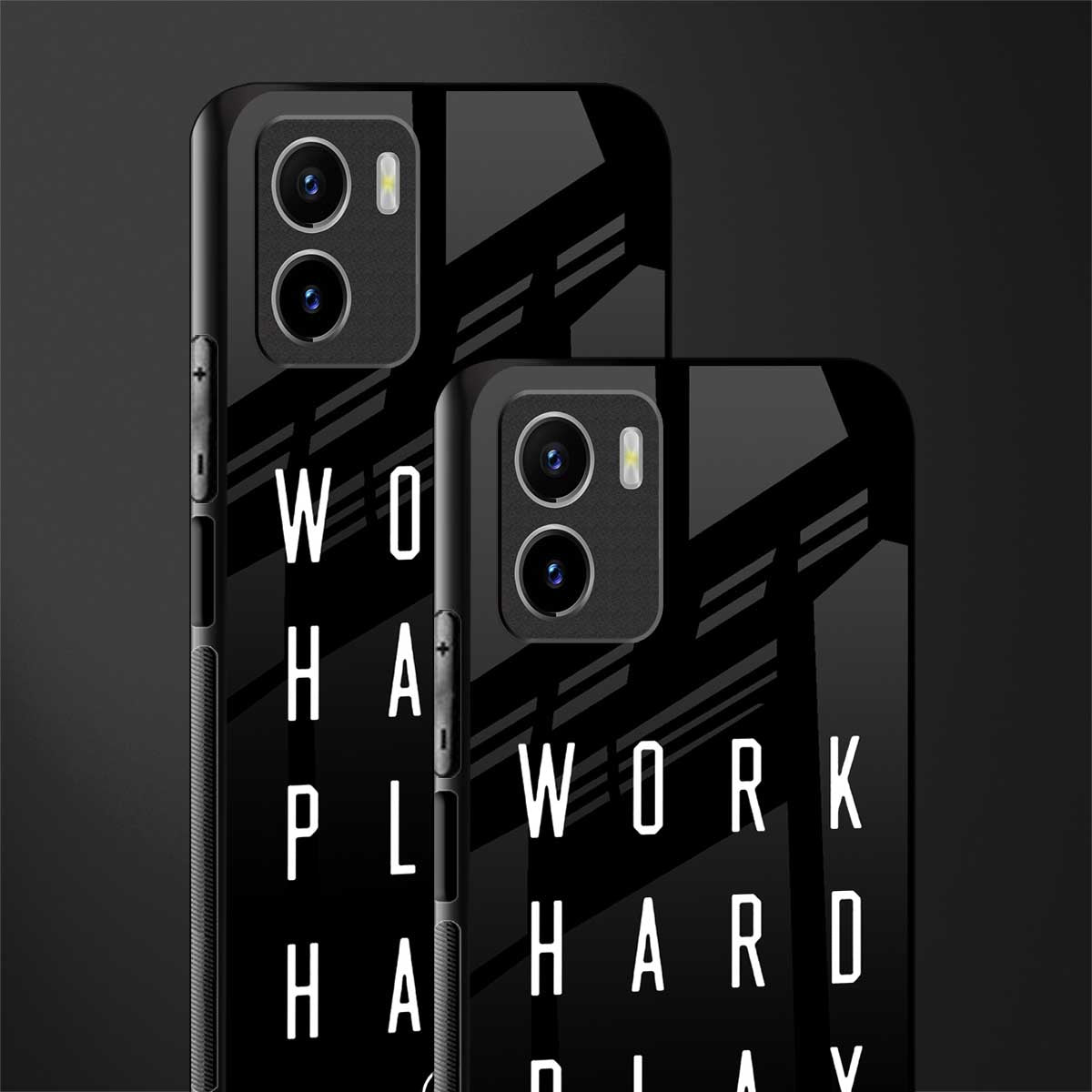 work hard play hard back phone cover | glass case for vivo y72