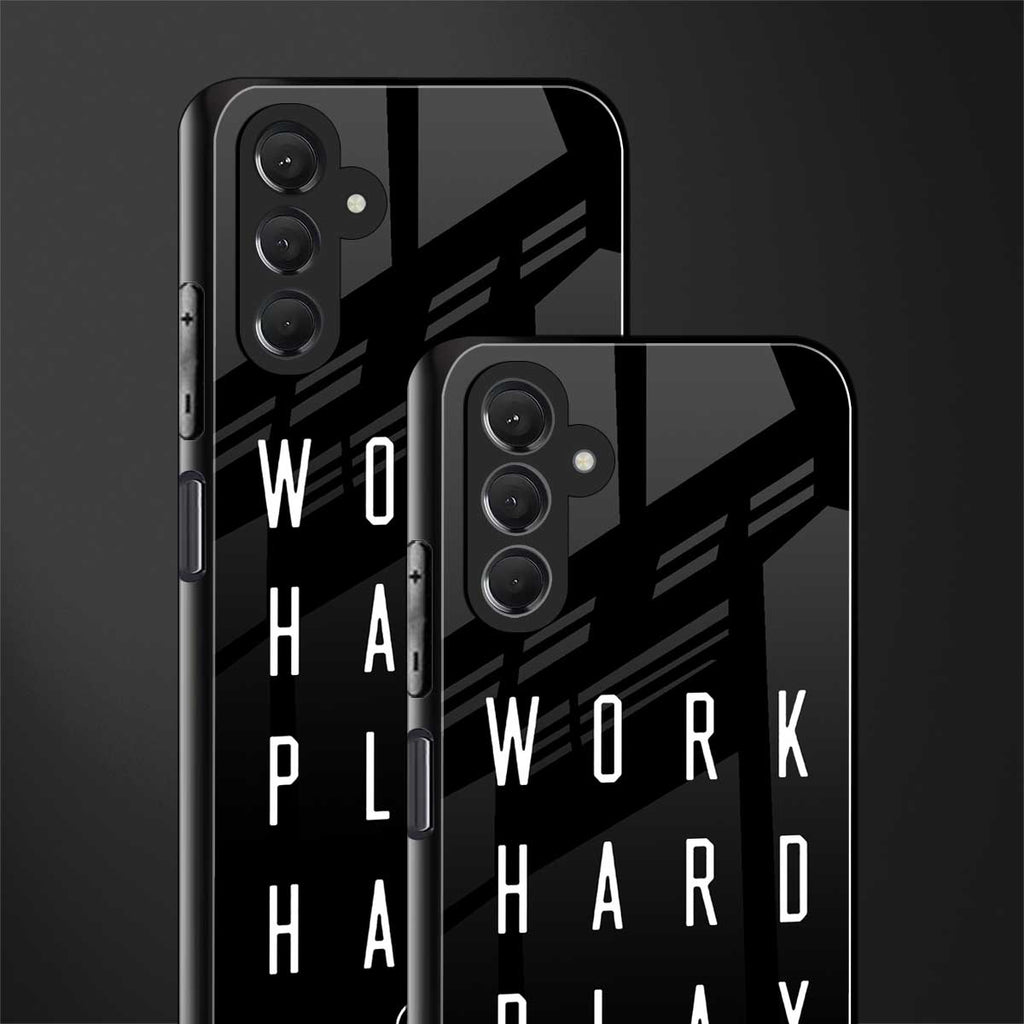 work hard play hard back phone cover | glass case for samsun galaxy a24 4g