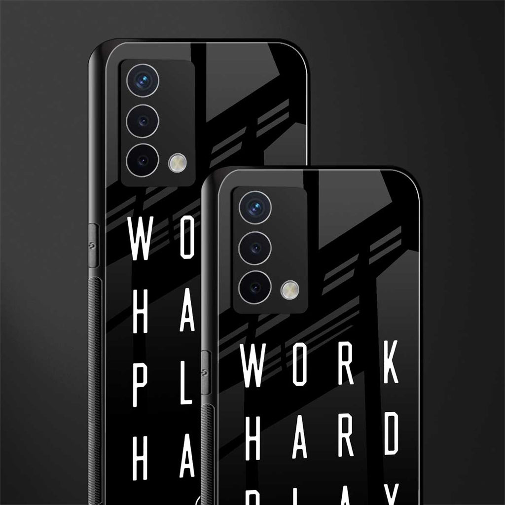 work hard play hard back phone cover | glass case for oppo a74 4g