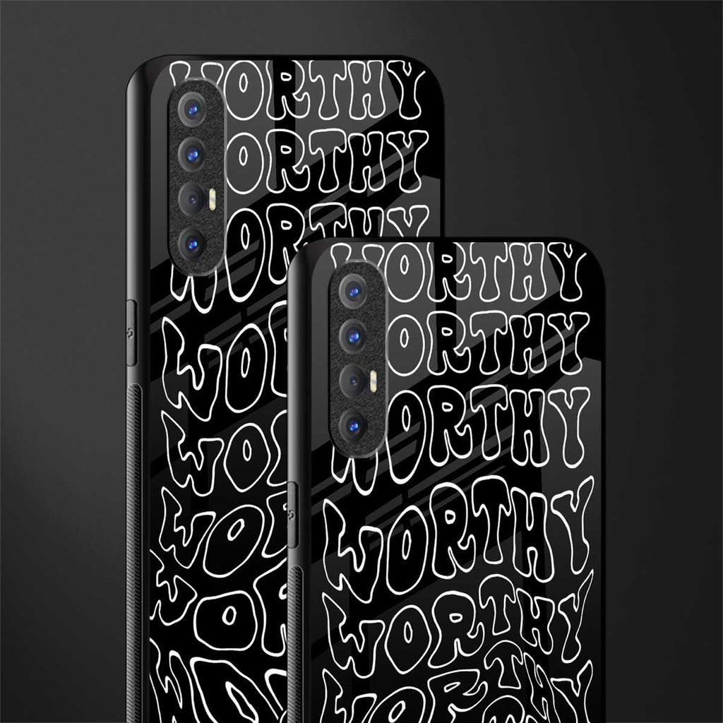 worthy black glass case for oppo reno 3 pro image-2