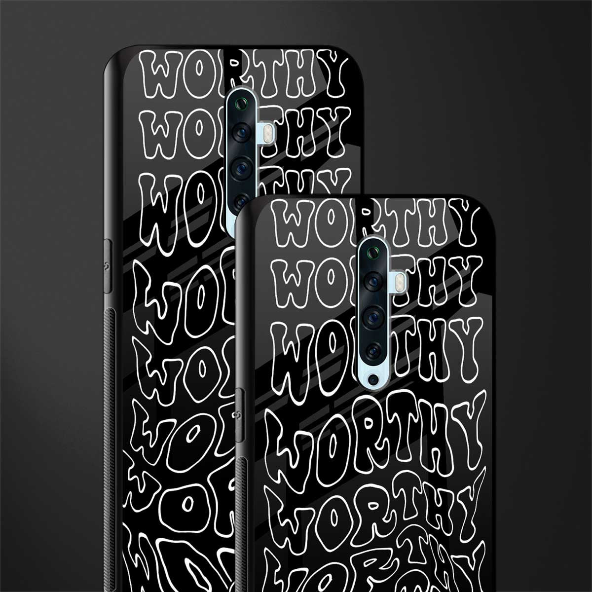 worthy black glass case for oppo reno 2f image-2