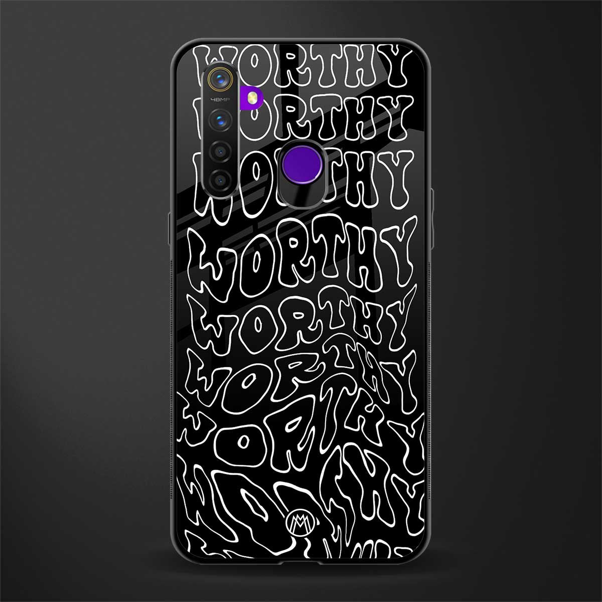 worthy black glass case for realme 5 pro image
