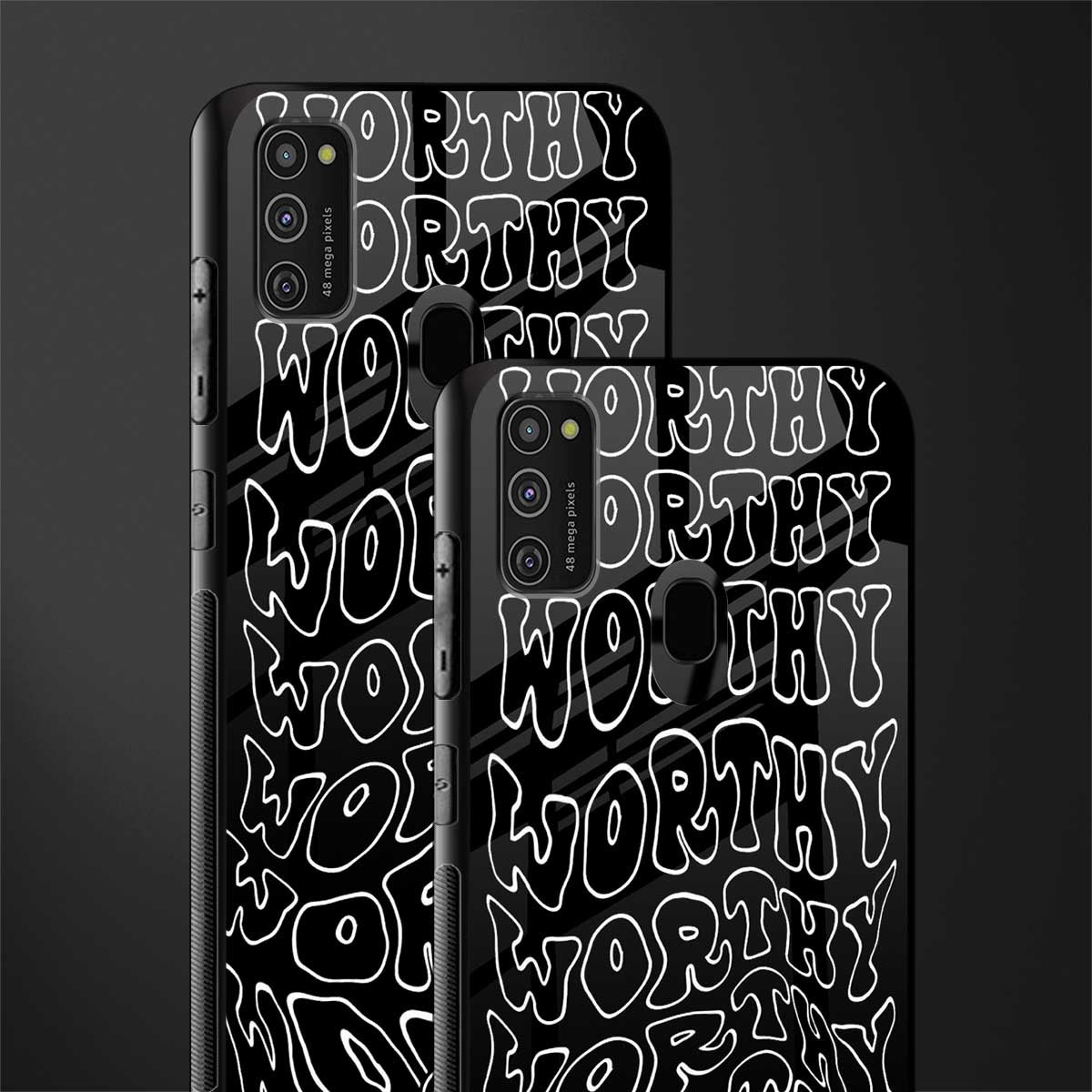 worthy black glass case for samsung galaxy m21 image-2