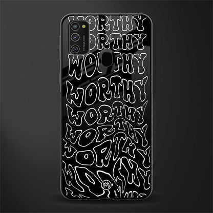 worthy black glass case for samsung galaxy m21 image