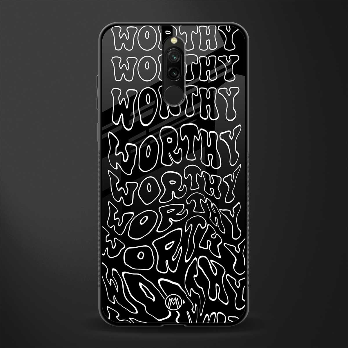 worthy black glass case for redmi 8 image