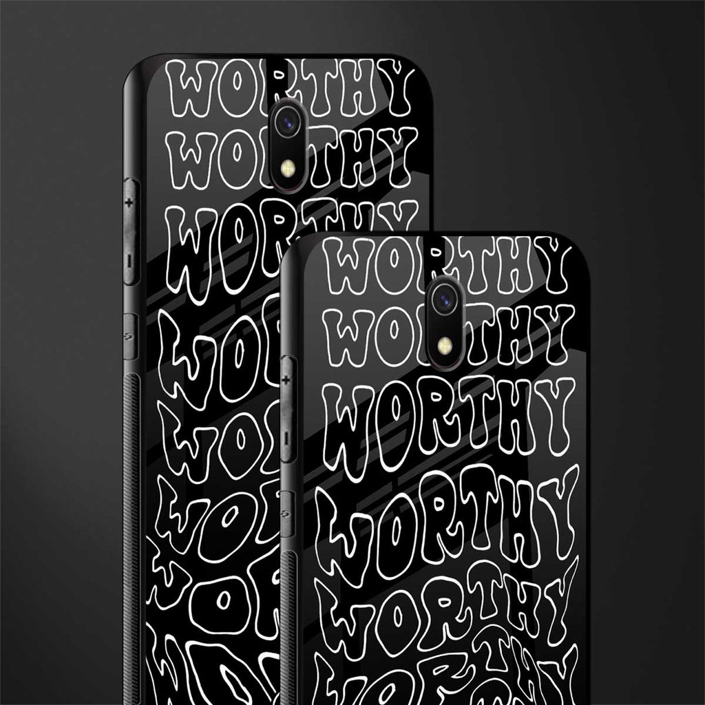 worthy black glass case for redmi 8a image-2