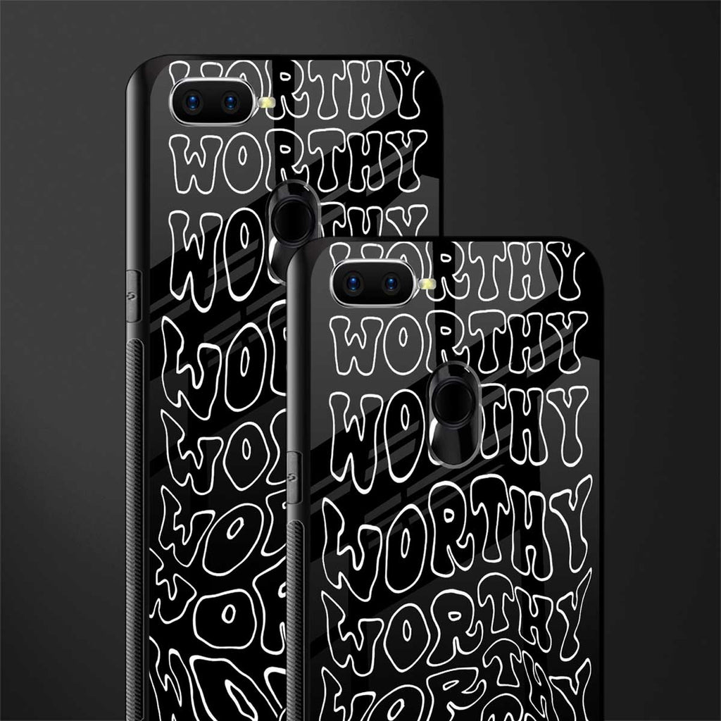 worthy black glass case for oppo a7 image-2