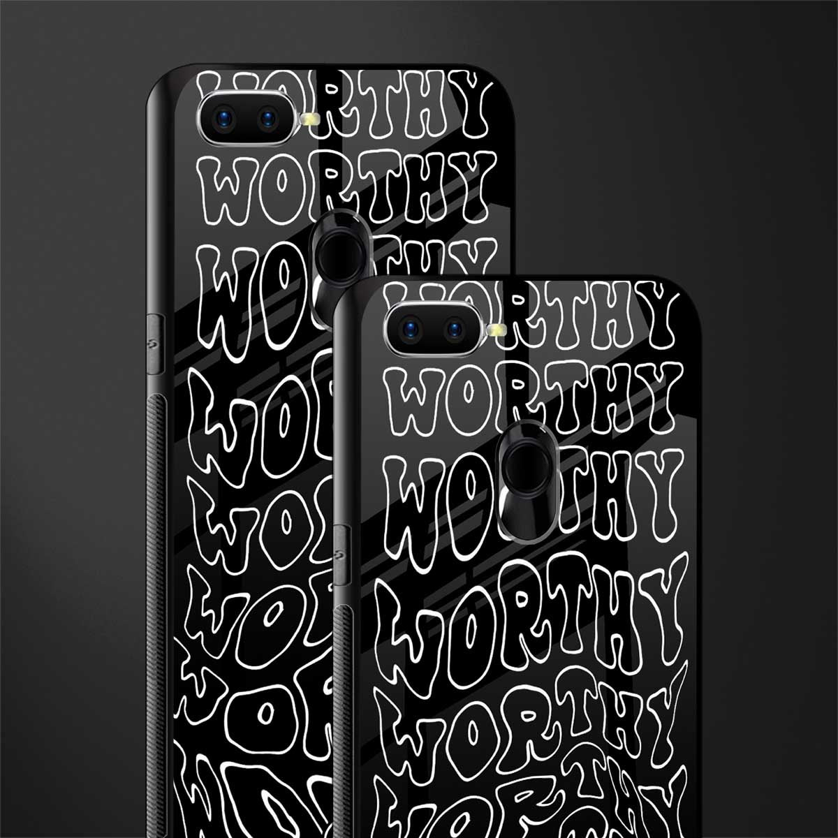 worthy black glass case for oppo a12 image-2