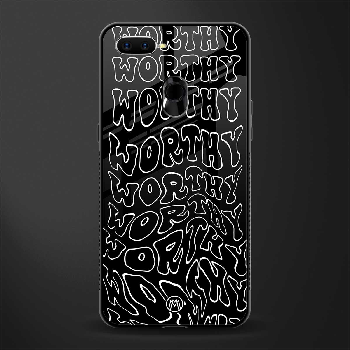 worthy black glass case for oppo a7 image
