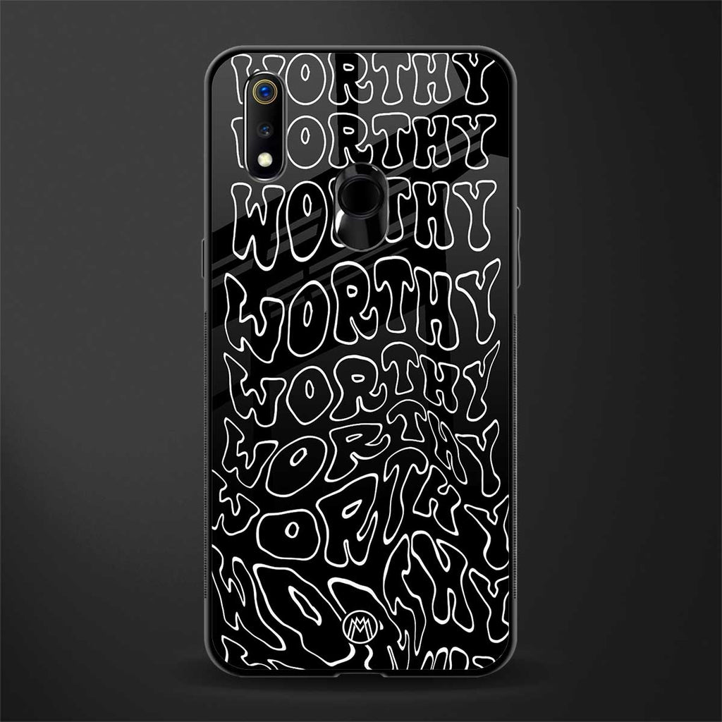 worthy black glass case for realme 3 pro image