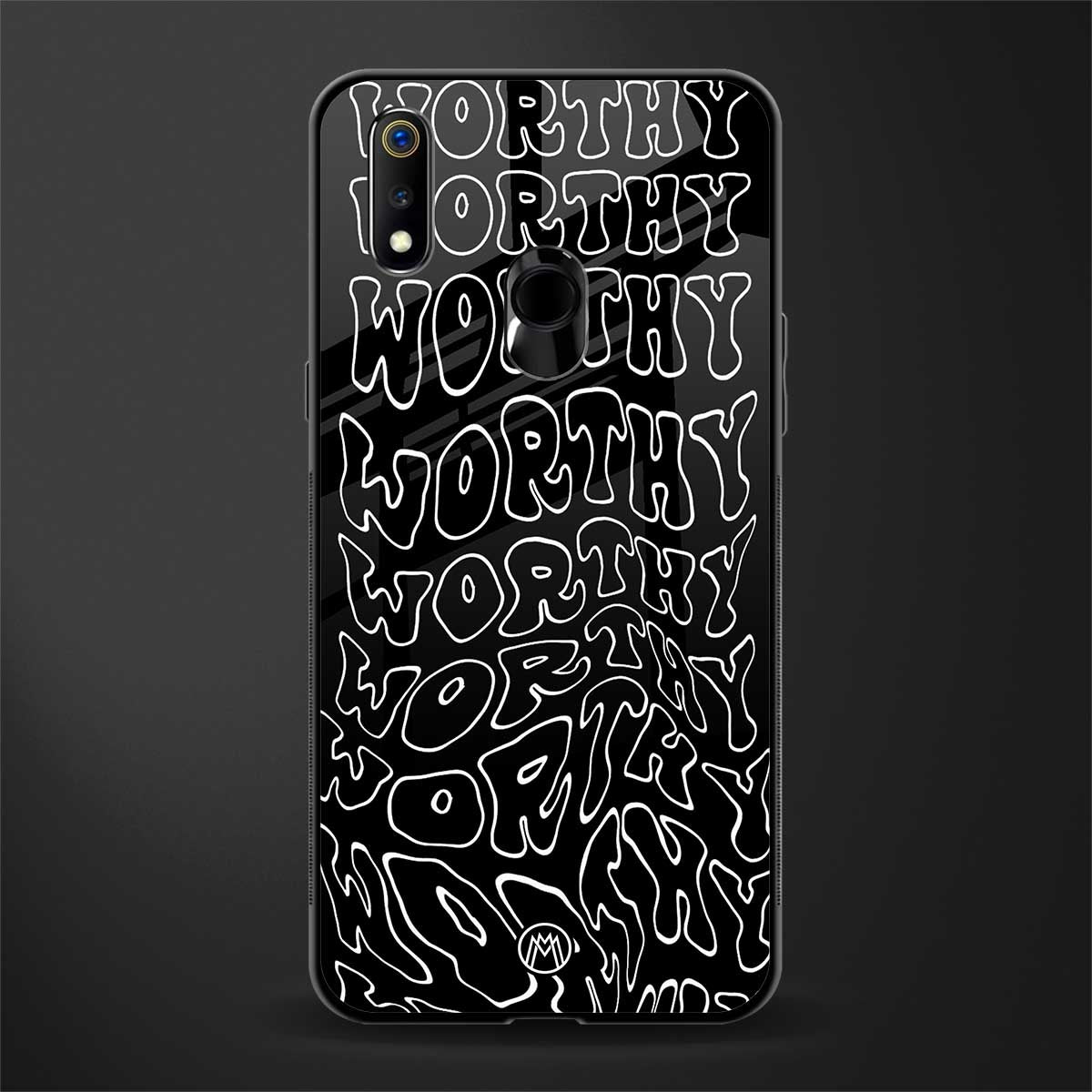 worthy black glass case for realme 3 pro image