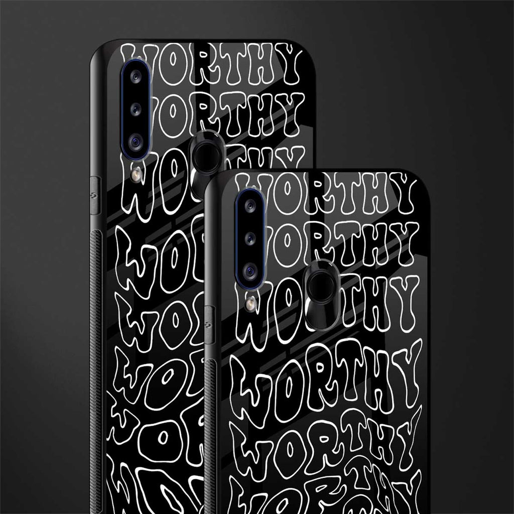 worthy black glass case for samsung galaxy a20s image-2