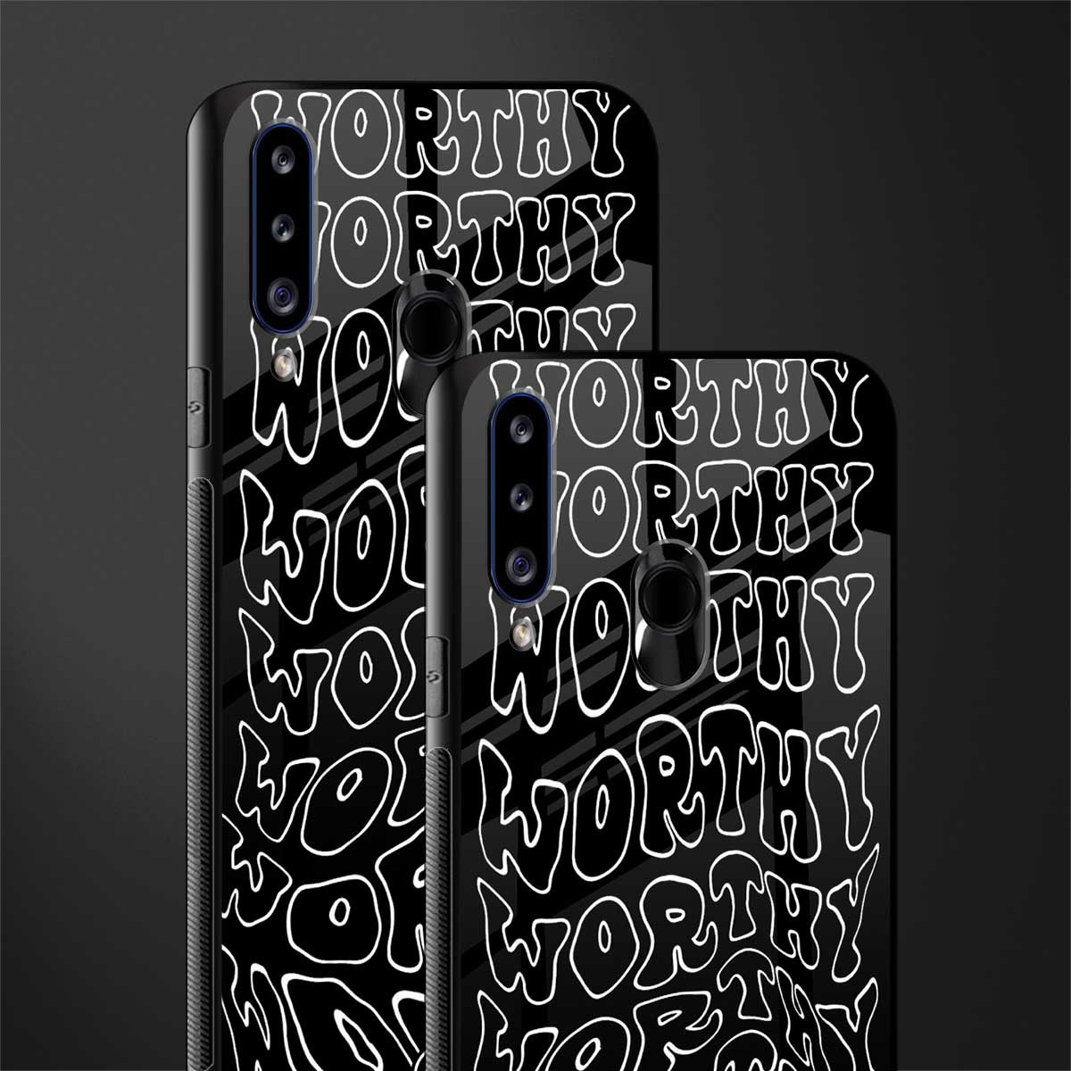 worthy black glass case for samsung galaxy a20s image-2