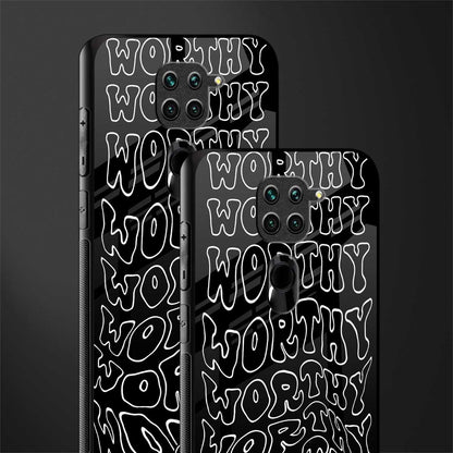 worthy black glass case for redmi note 9 image-2