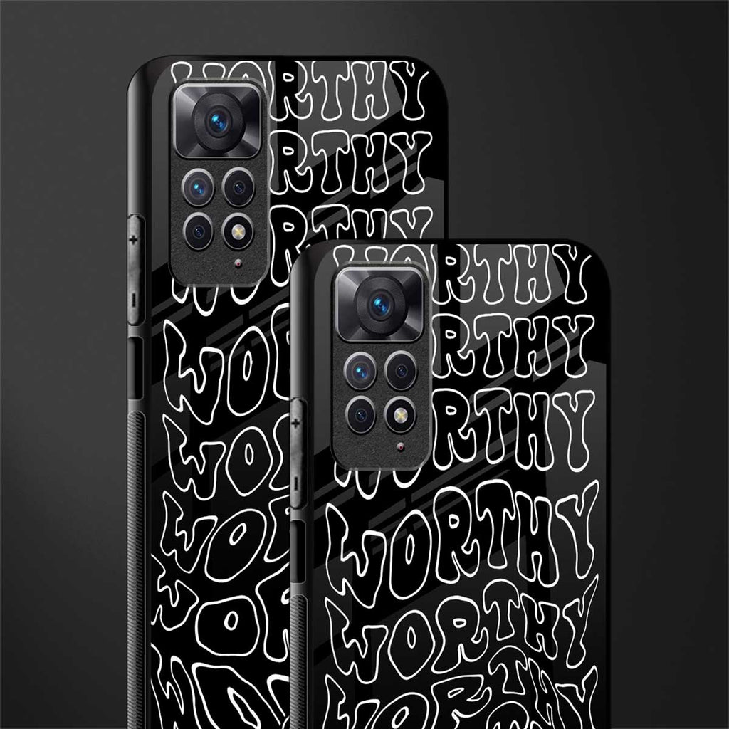 worthy black glass case for redmi note 11 image-2