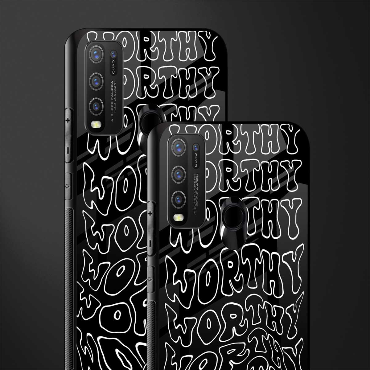 worthy black glass case for vivo y50 image-2