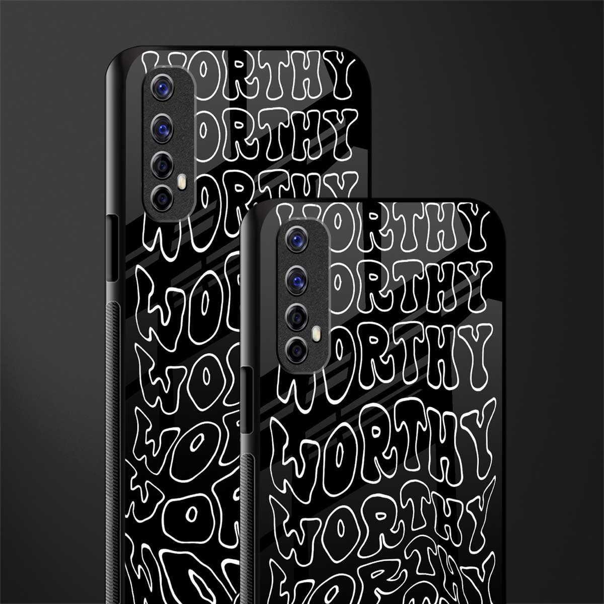 worthy black glass case for realme 7 image-2