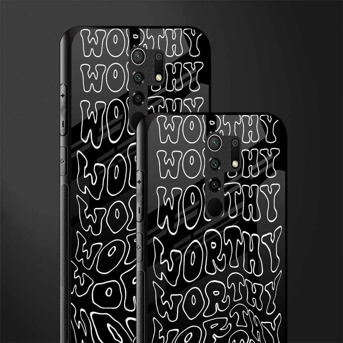 worthy black glass case for redmi 9 prime image-2
