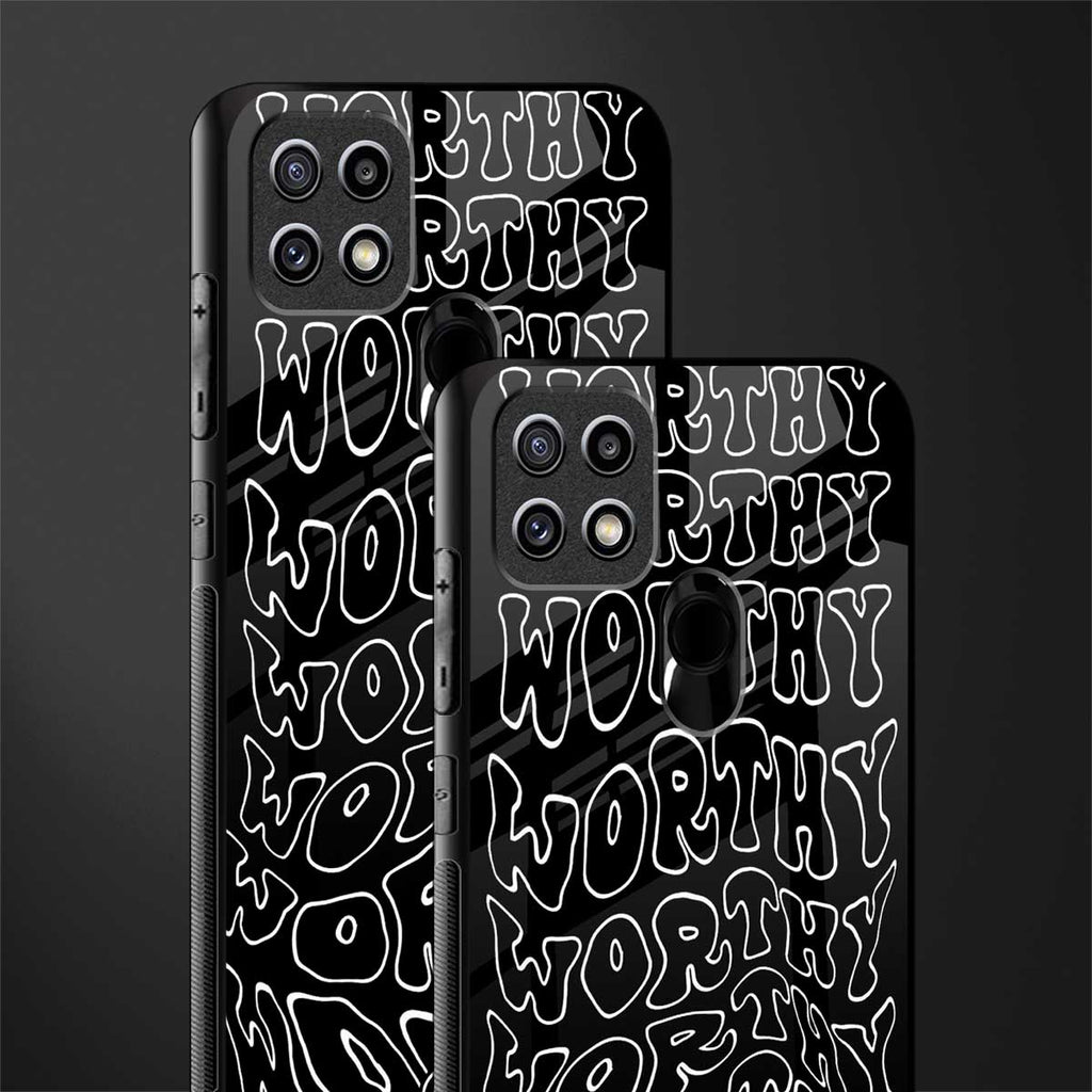 worthy black glass case for oppo a15s image-2