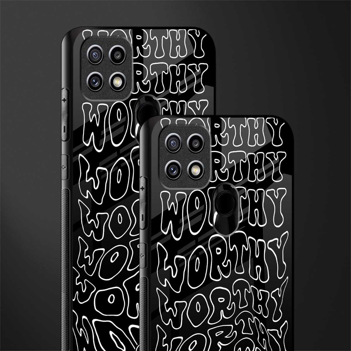 worthy black glass case for oppo a15s image-2