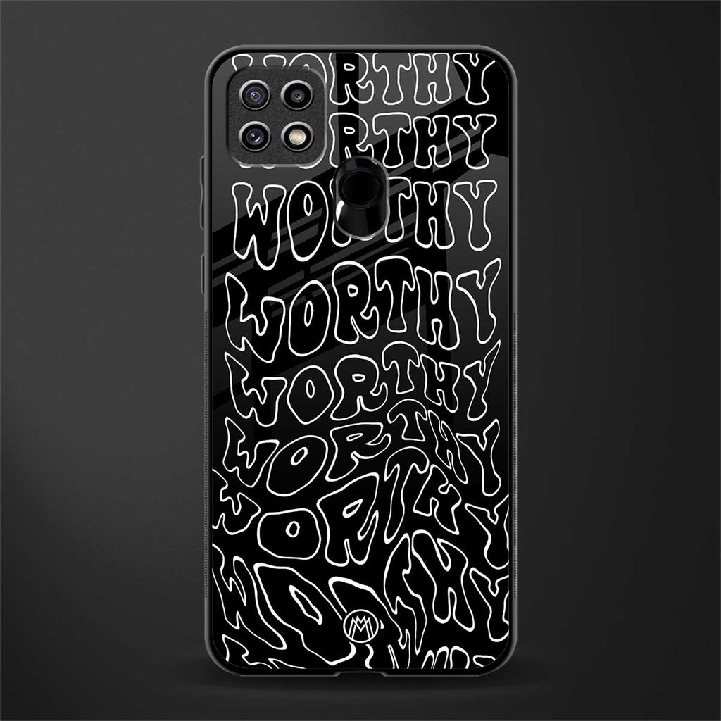 worthy black glass case for oppo a15 image
