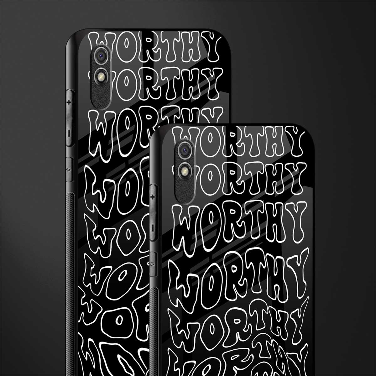 worthy black glass case for redmi 9i image-2