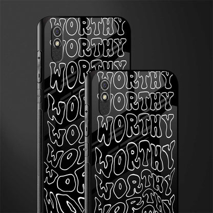 worthy black glass case for redmi 9i image-2