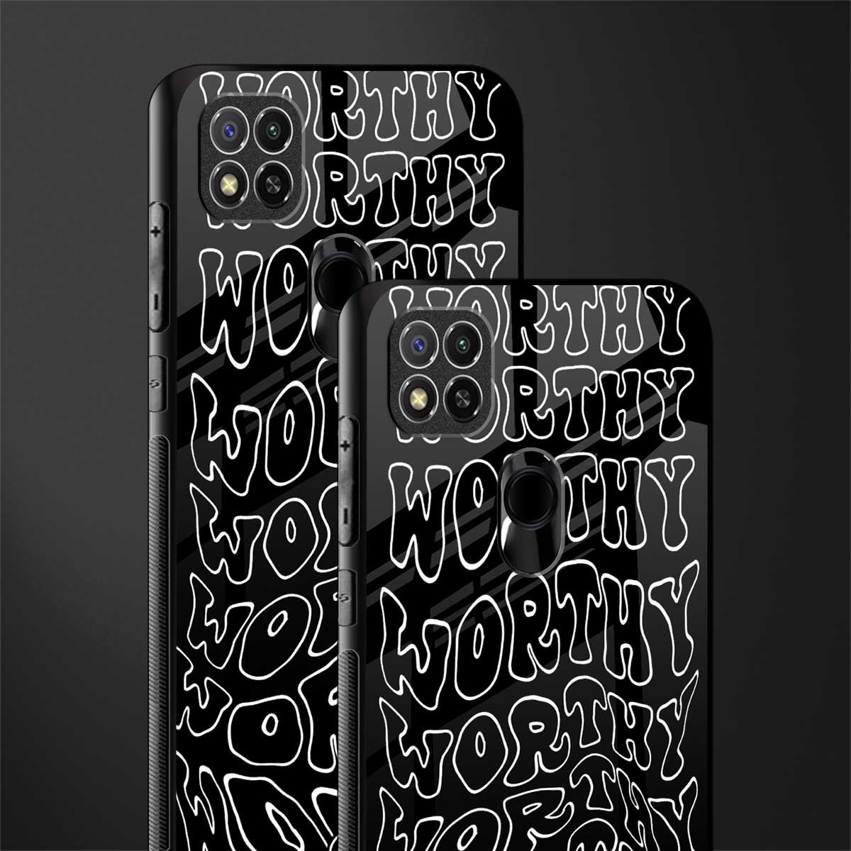 worthy black glass case for redmi 9c image-2