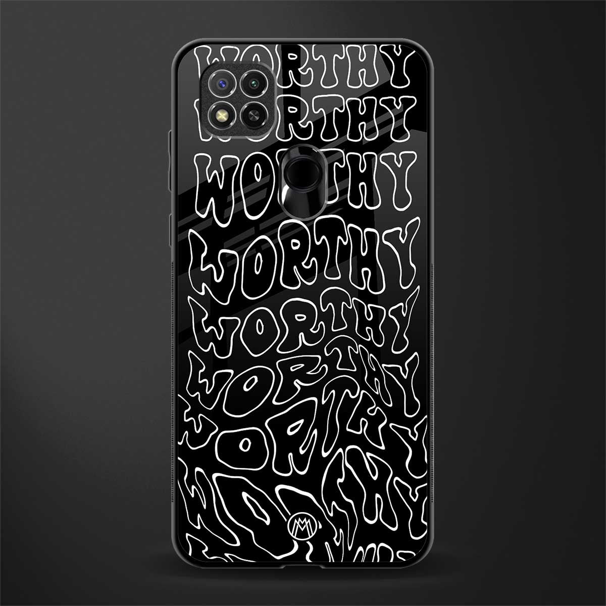 worthy black glass case for redmi 9 image