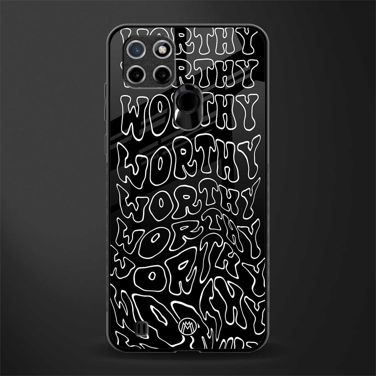 worthy black glass case for realme c21 image