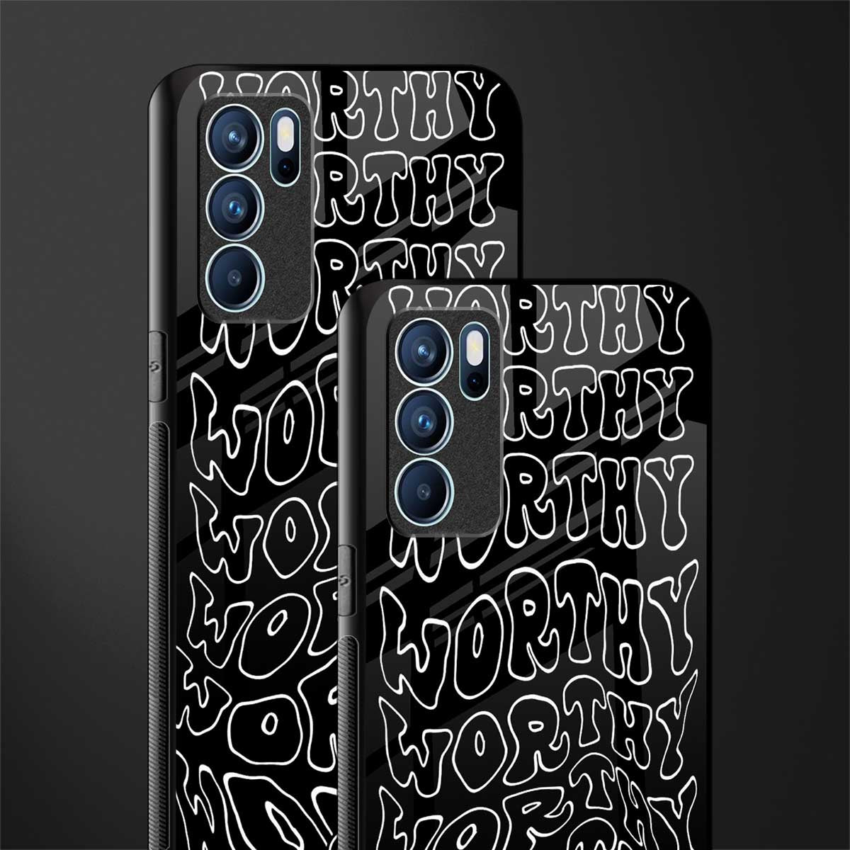worthy black glass case for oppo reno6 5g image-2