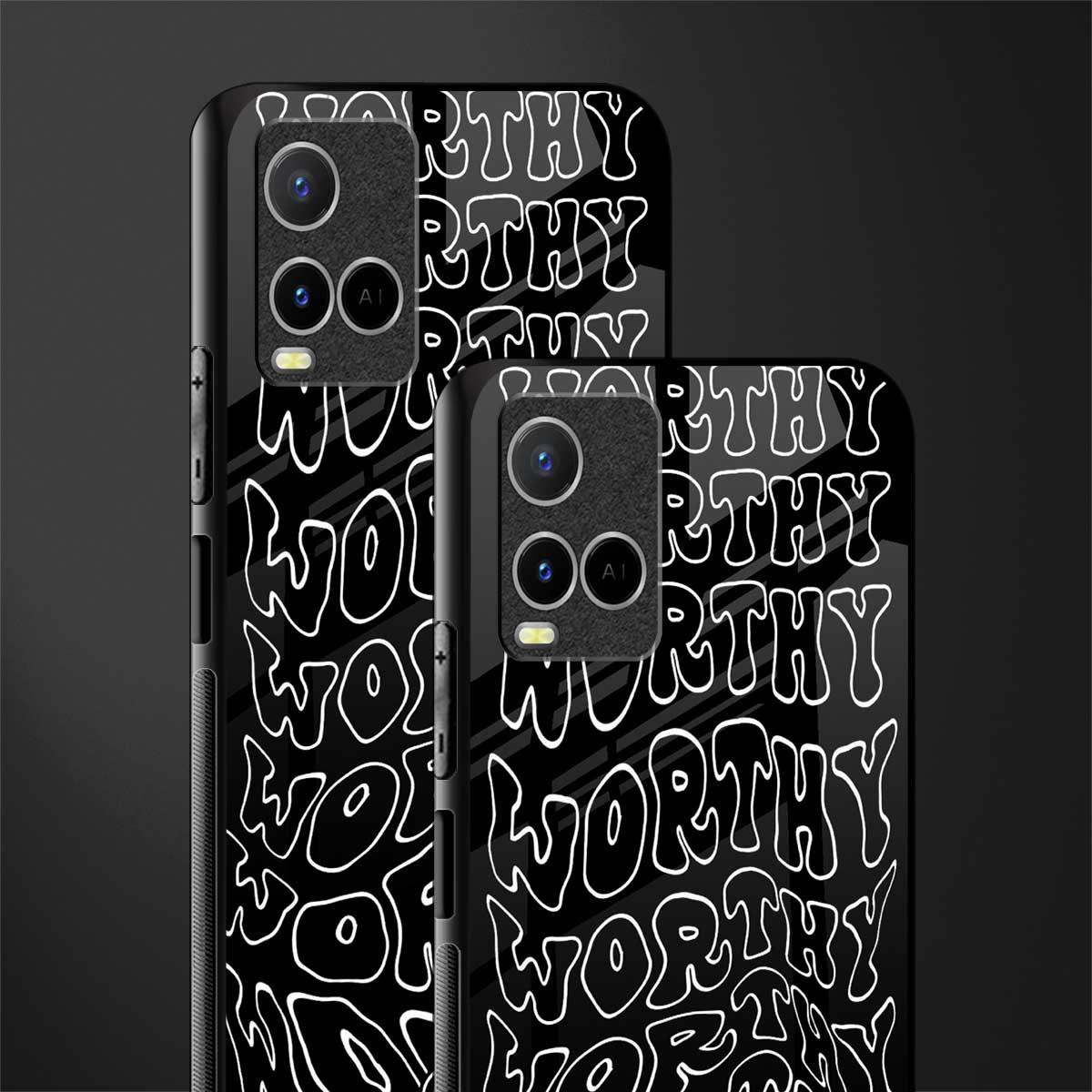 worthy black glass case for vivo y21t image-2