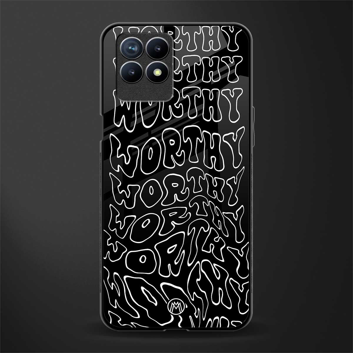 worthy black glass case for realme 8i image