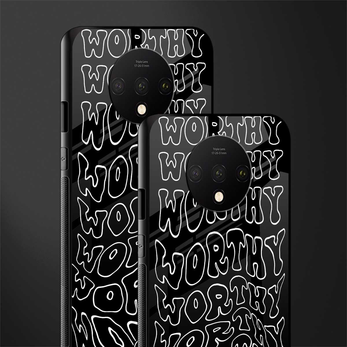worthy black glass case for oneplus 7t image-2