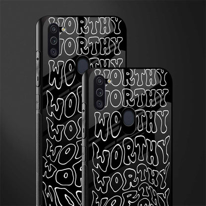 worthy black glass case for samsung galaxy m11 image-2