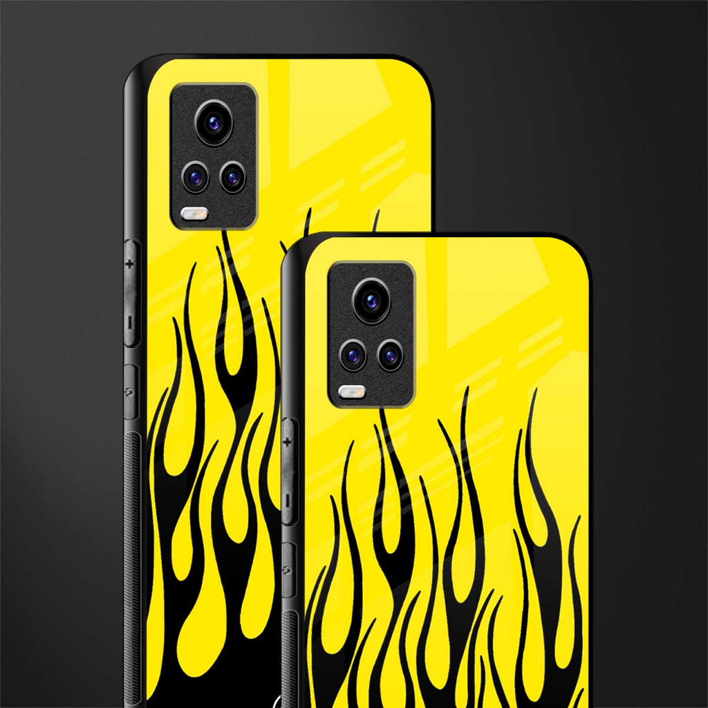 y2k black flames back phone cover | glass case for vivo y73
