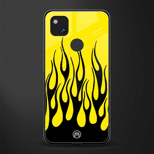 y2k black flames back phone cover | glass case for google pixel 4a 4g