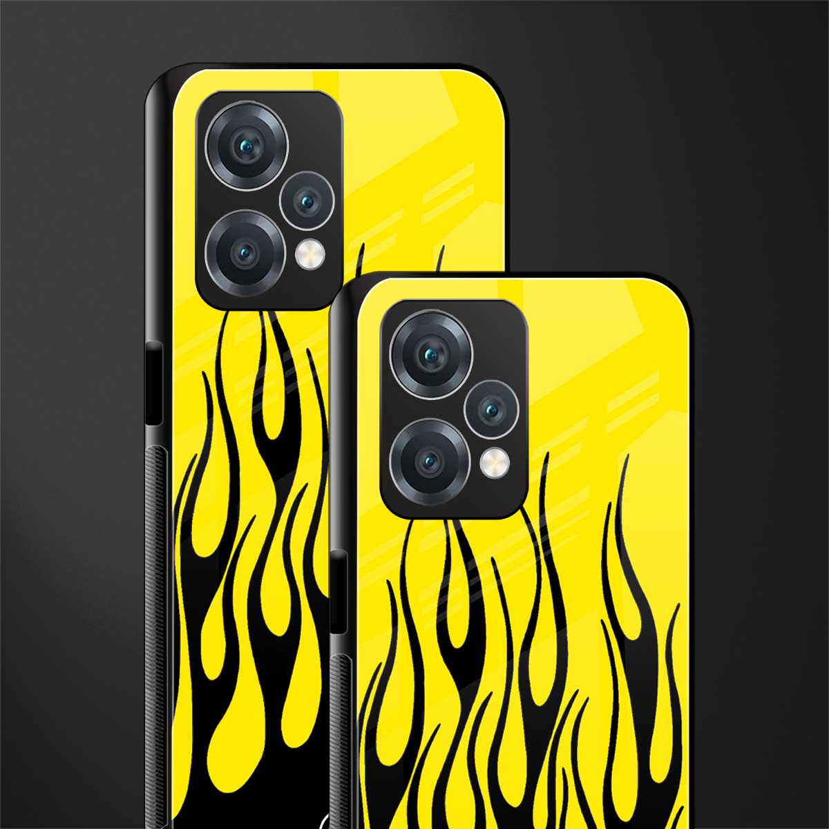 y2k black flames back phone cover | glass case for realme 9 pro 5g