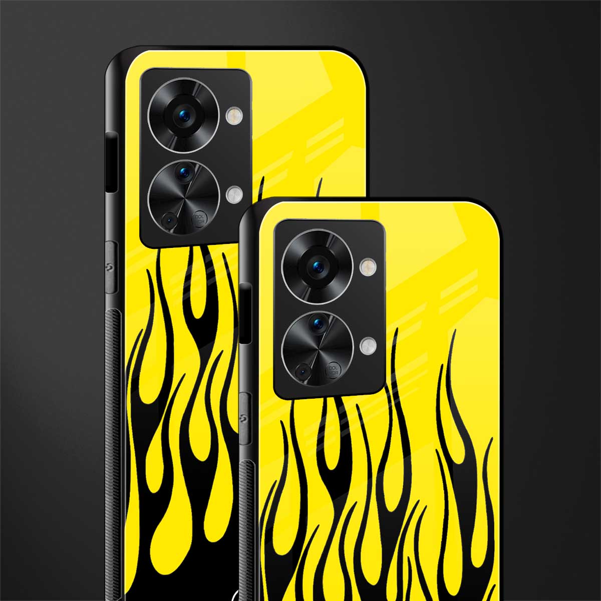 y2k black flames glass case for phone case | glass case for oneplus nord 2t 5g