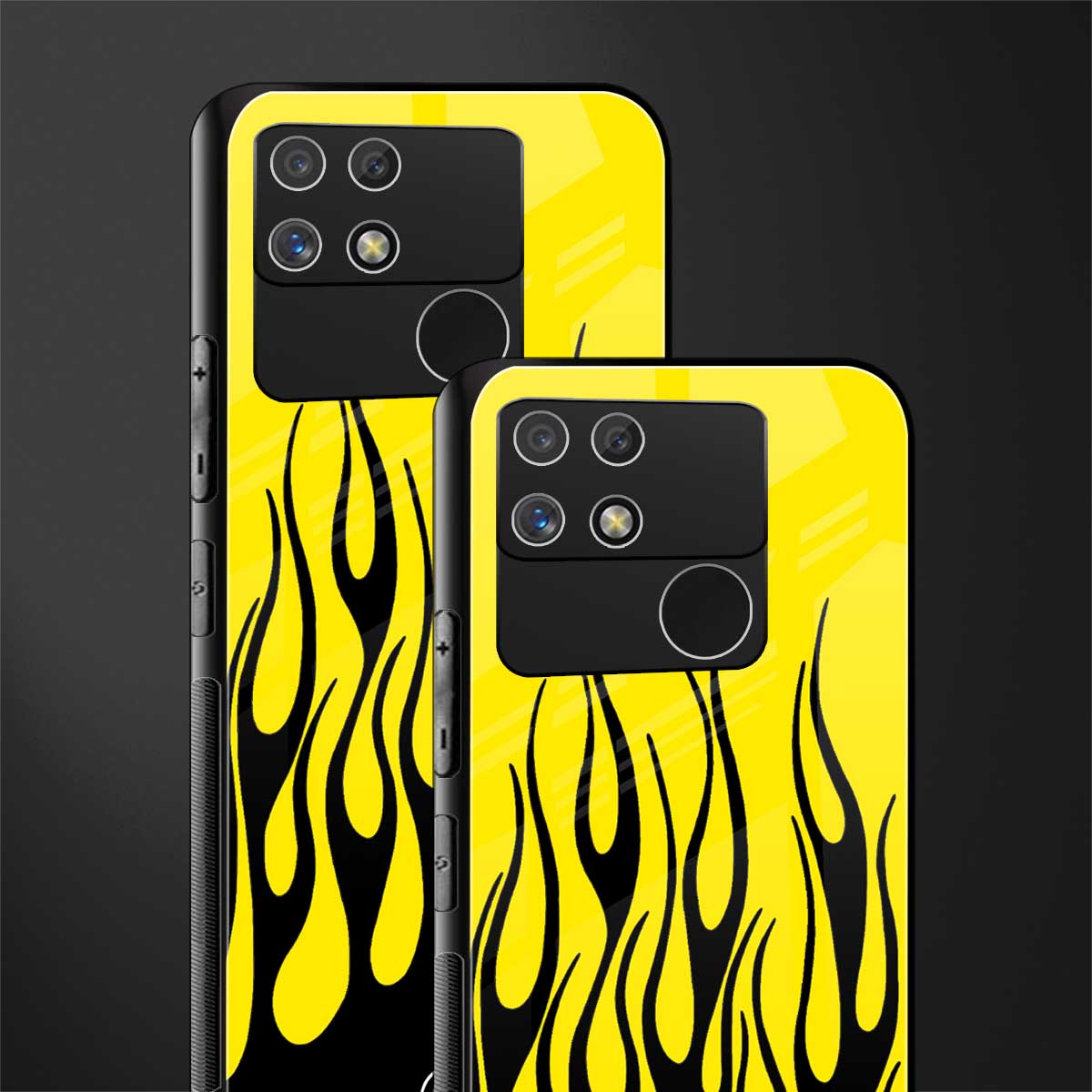 y2k black flames back phone cover | glass case for realme narzo 50a