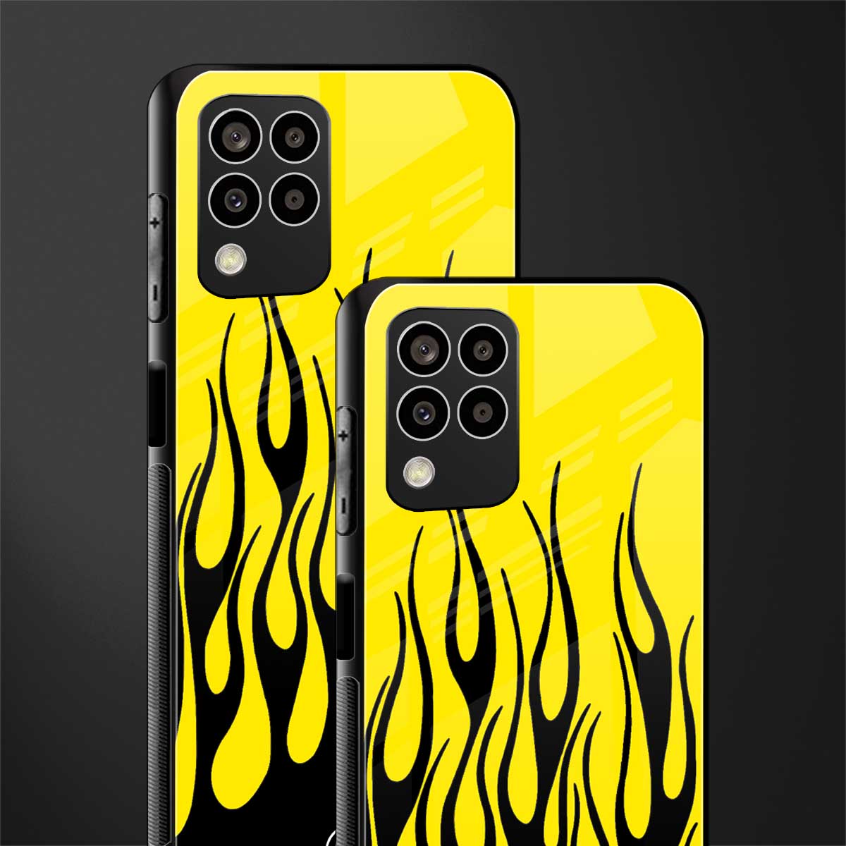 y2k black flames back phone cover | glass case for samsung galaxy m33 5g
