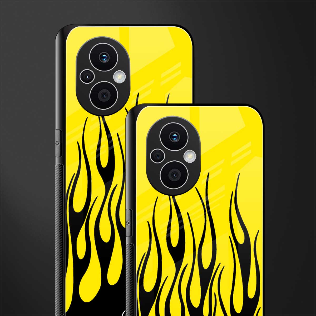y2k black flames back phone cover | glass case for oppo f21 pro 5g
