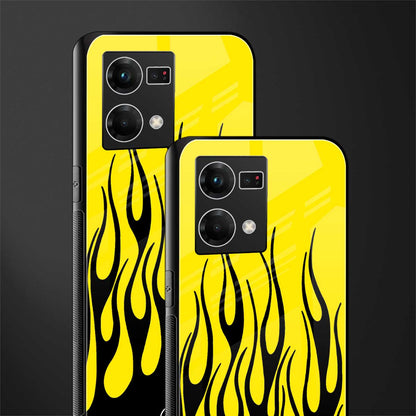 y2k black flames back phone cover | glass case for oppo f21 pro 4g