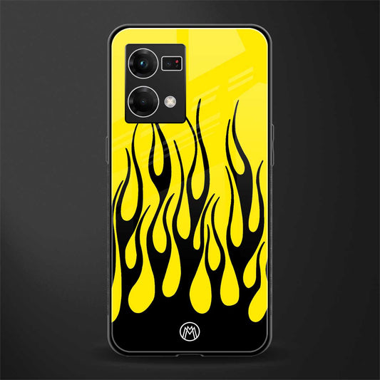 y2k black flames back phone cover | glass case for oppo f21 pro 4g