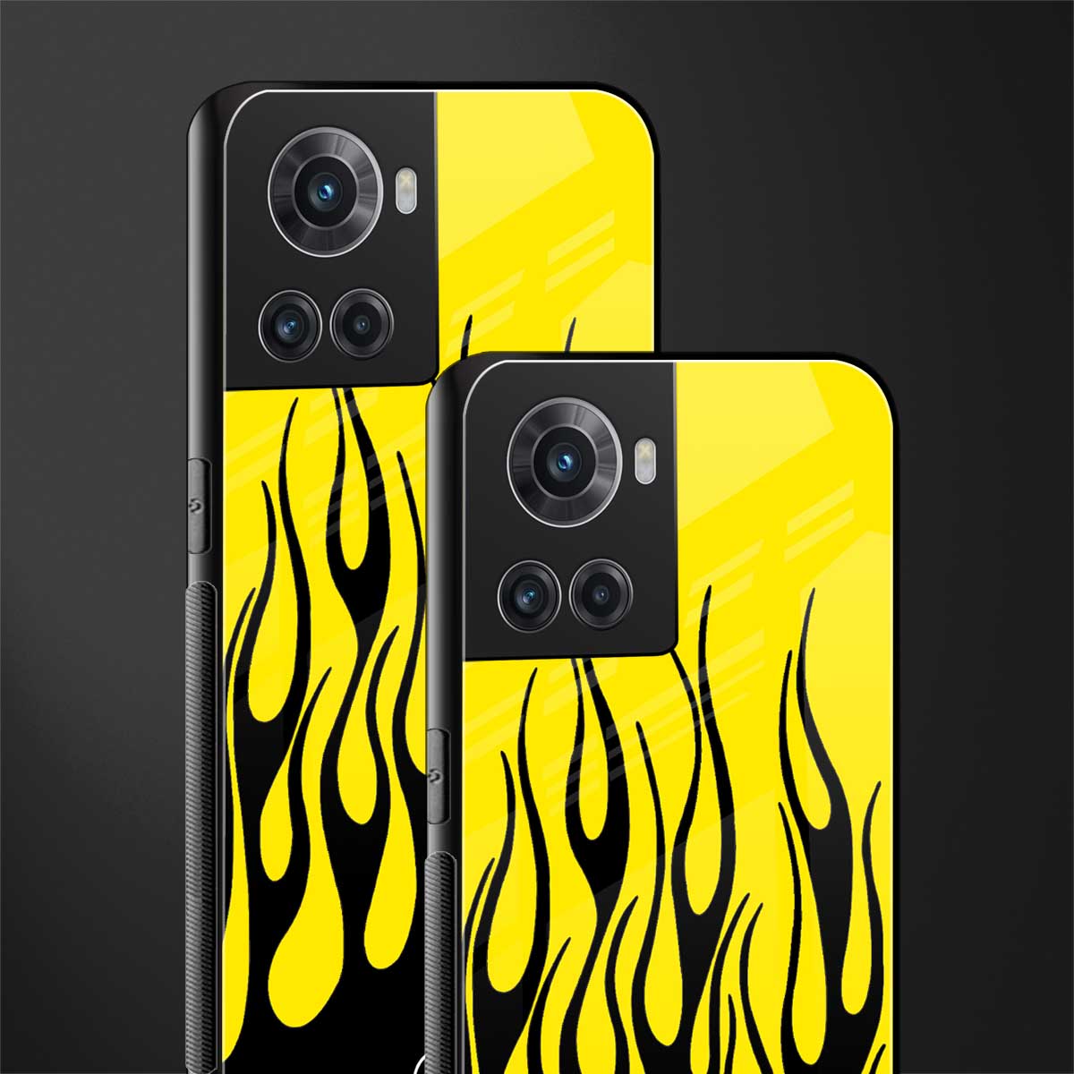 y2k black flames back phone cover | glass case for oneplus 10r 5g