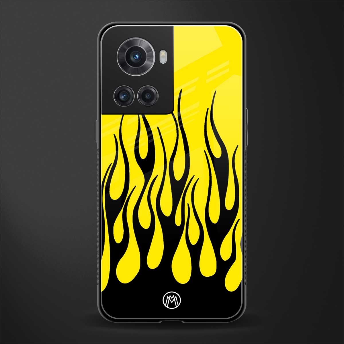 y2k black flames back phone cover | glass case for oneplus 10r 5g