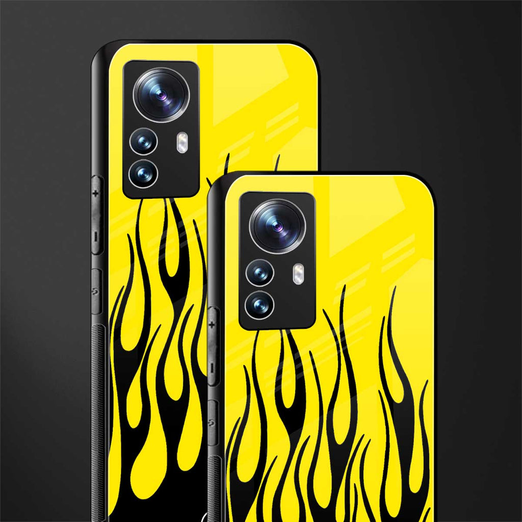 y2k black flames back phone cover | glass case for xiaomi 12 pro
