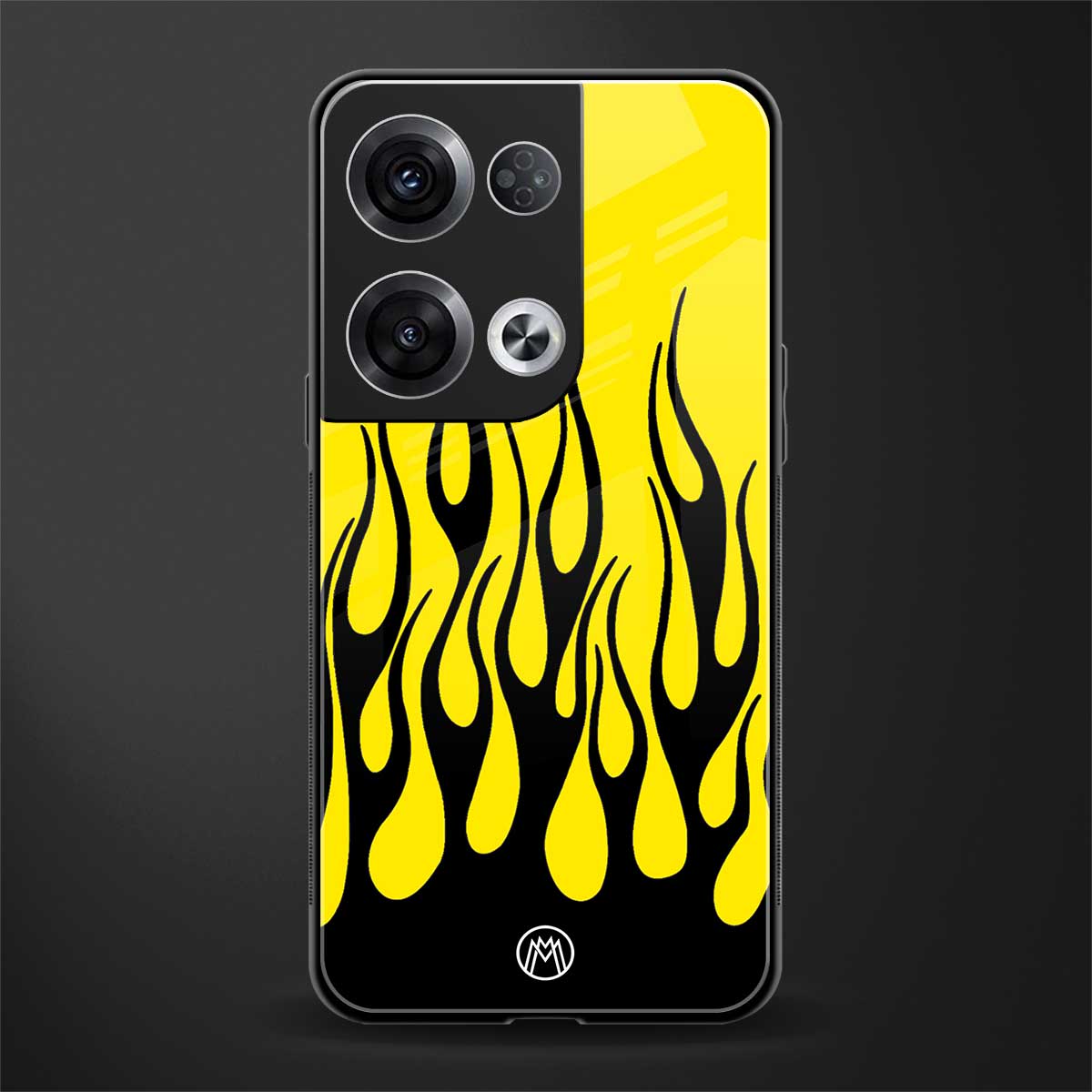 y2k black flames back phone cover | glass case for oppo reno 8