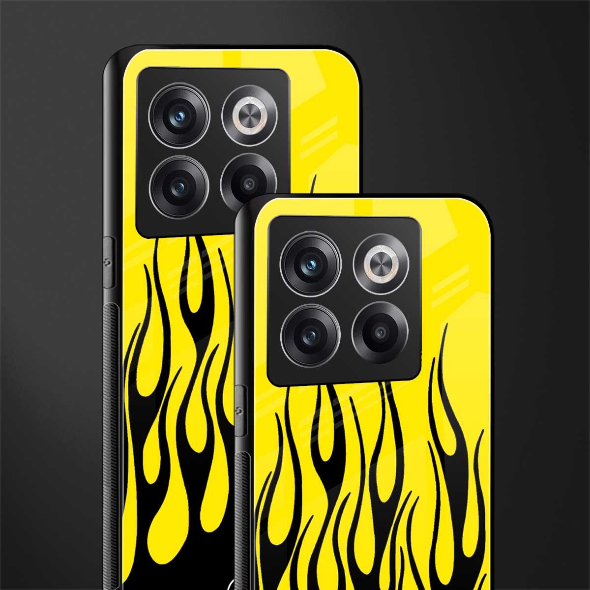y2k black flames back phone cover | glass case for oneplus 10t